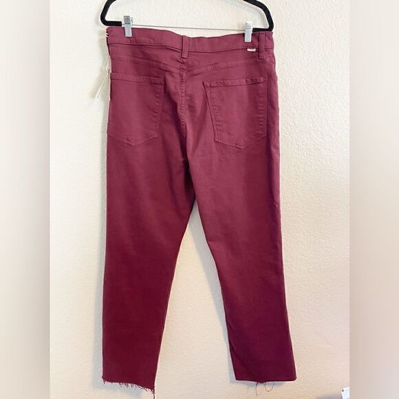 Mother The Tripper High-Rise Stretch Ankle Fray Cropped Jeans Burgundy Size 34 - Picture 5 of 14